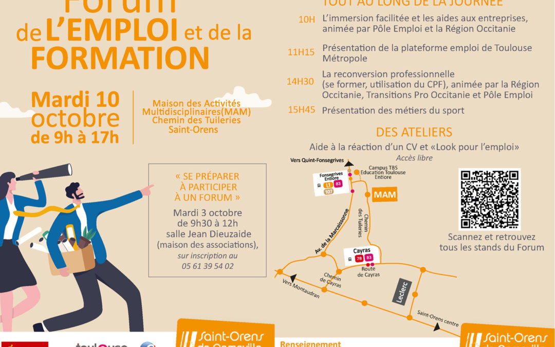 10 Octobre 2023: forum de l’emploi à St Orens